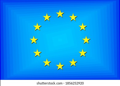 European Union Gradient Flag - Illustration, 
Three Dimensional flag of European Union