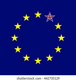 European Union and Great Britain flags concept. UK star.  Vector illustration