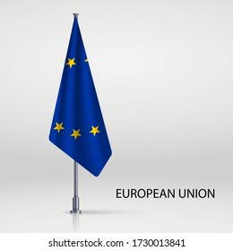 European Union hanging flag on flagpole