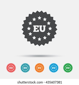 European union icon. EU stars symbol. Graphic element on white background. Colour clean flat eu icons. Vector