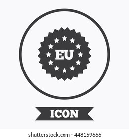 European union icon. EU stars symbol. Graphic design element. Flat symbol in circle button. Vector
