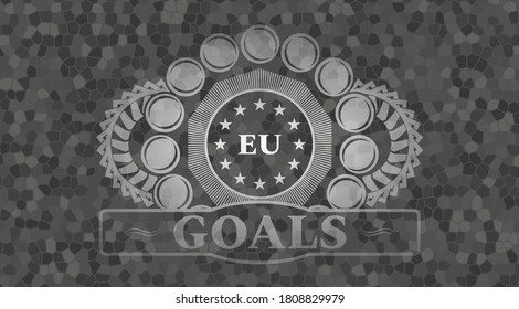european union icon and Goals text grey stone wall realistic emblem. Rock classic background. Vector illustration. 