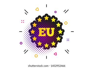 European union icon. Halftone dots pattern. EU stars symbol. Classic flat eu icon. Vector