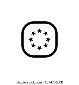 European Union Icon, National Flag Square Symbol.