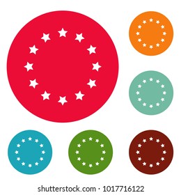 European Union icons circle set vector isolated on white background