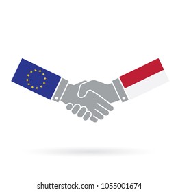 European union and Indonesia handshake business agreement.