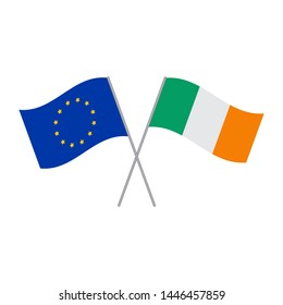 European Union and Irish flags vector isolated on white background