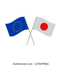European Union and Japanese flags vector isolated on white background