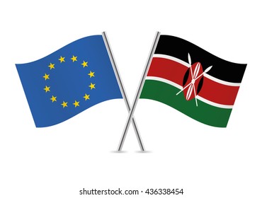 European Union and Kenyan flags. Vector illustration.