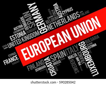 European Union List Cities Word Cloud Stock Vector (Royalty Free ...