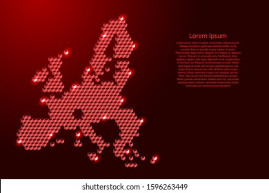 European Union map from 3D red cubes isometric abstract concept, square pattern, angular geometric shape, for banner, poster. Vector illustration.