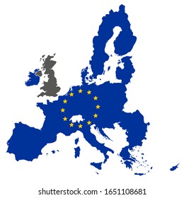 european union map blue color with stars without england