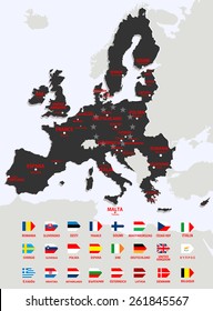 European Union Map with flags