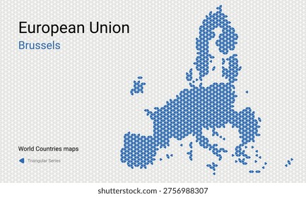 European Union Map Made of Blue Triangles - Geometric Polygonal Vector Illustration