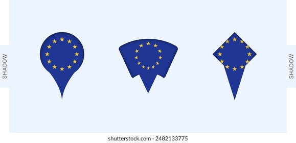 European Union Map Markers Set. Perfect for projects related to European Union, travel, geography, and international representation. Vector collection.