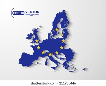 European Union map with shadow effect presentation