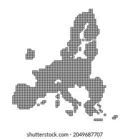 European Union map silhouette from black pattern mosaic structure of squares. Vector illustration.