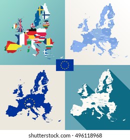 European union maps vector set