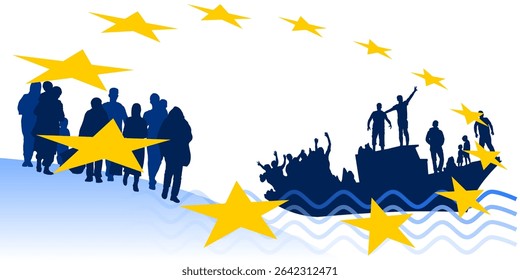 The European Union and the migratory flow with a boat