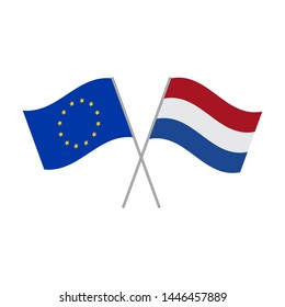 European Union and  Netherlandish flags vector isolated on white background
