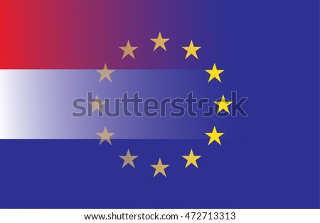 European Union and Netherlands Flag Vector, Relationship between EU and Netherlands.