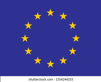 European union official textile blue flag with star. Flat flag of the European Union countries. EPS10