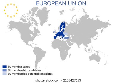 European Union on political map of the world in 2022