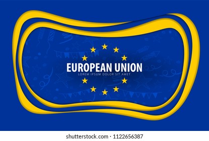 European Union. Paper cut style. Vector Illustration