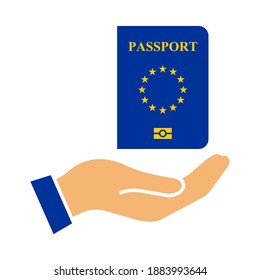 Reisepass der Europäischen Union Symbol Reisedokument. Vektorsymbol einzeln auf weißem Hintergrund.