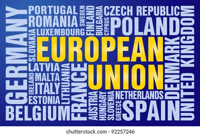 The European Union puzzle completed by names of the States members