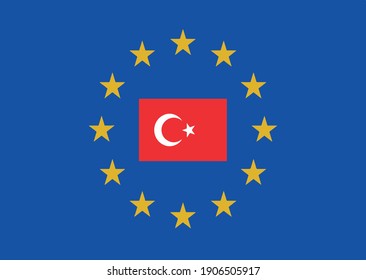 The European Union and the Republic of Turkey flag