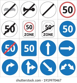 European Union Road Sign Set - part 6. Road signs used in European Union.