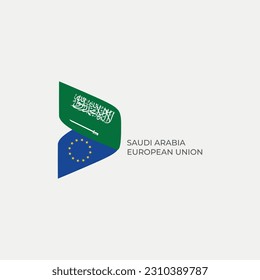 European Union - Saudi Arabia text flag friends country vector graphic graphic element Illustration template design
