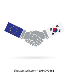 European union and South Korea handshake business agreement.