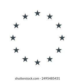 European Union stars symbol. Twelve stars isolated on white. EU vector sign.