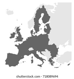 European Union Territory Grey Silhouette. Map Of EU. Vector Illustration.