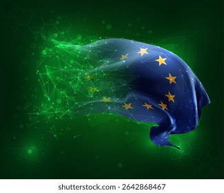 European Union, vector 3d flag on green background and numbers