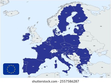 European Union - Vector editable map with all countries