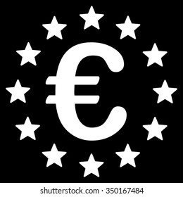 European Union vector icon. Style is flat symbol, white color, rounded angles, black background.