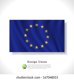 European Union waving flag isolated against white background, vector illustration 