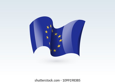European Union waving flag vector icon, national symbol. Flag of European Union, fluttered in the wind - vector illustration isolated on white background.