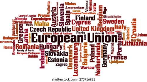 European Union word cloud concept. Vector illustration
