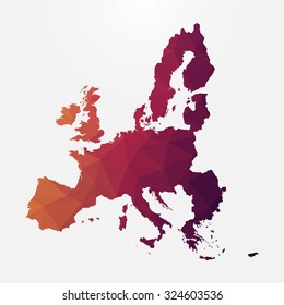 European Union,EU map in geometric polygonal style.Abstract tessellation,modern design background. Vector illustration EPS8. Modern style map of European Union. Triangle tessellation EU map. EU border
