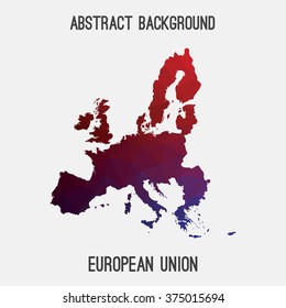 European Union,EU map in geometric polygonal style.Abstract tessellation,modern design background. Vector illustration EPS8.