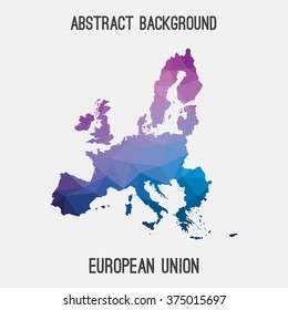 European Union,EU map in geometric polygonal style.Abstract tessellation,modern design background. Vector illustration EPS8.