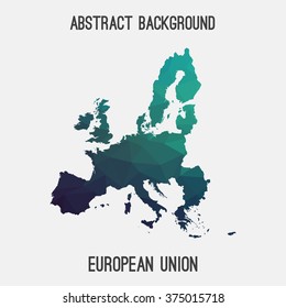 European Union,EU map in geometric polygonal style.Abstract tessellation,modern design background. Vector illustration EPS8.