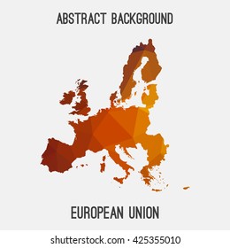 European Union,EU map in geometric polygonal style.Abstract tessellation,modern design background. Vector illustration EPS8.