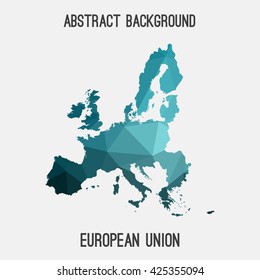 European Union,EU map in geometric polygonal style.Abstract tessellation,modern design background. Vector illustration EPS8.