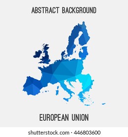 European Union,EU map in geometric polygonal,mosaic style.Abstract tessellation,modern design background. Vector illustration EPS8