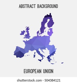 European Union,EU map in geometric polygonal,mosaic style.Abstract tessellation,modern design background,low poly. Vector illustration.